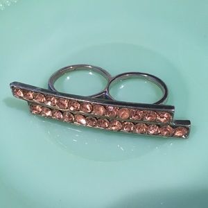 Amber two finger ring